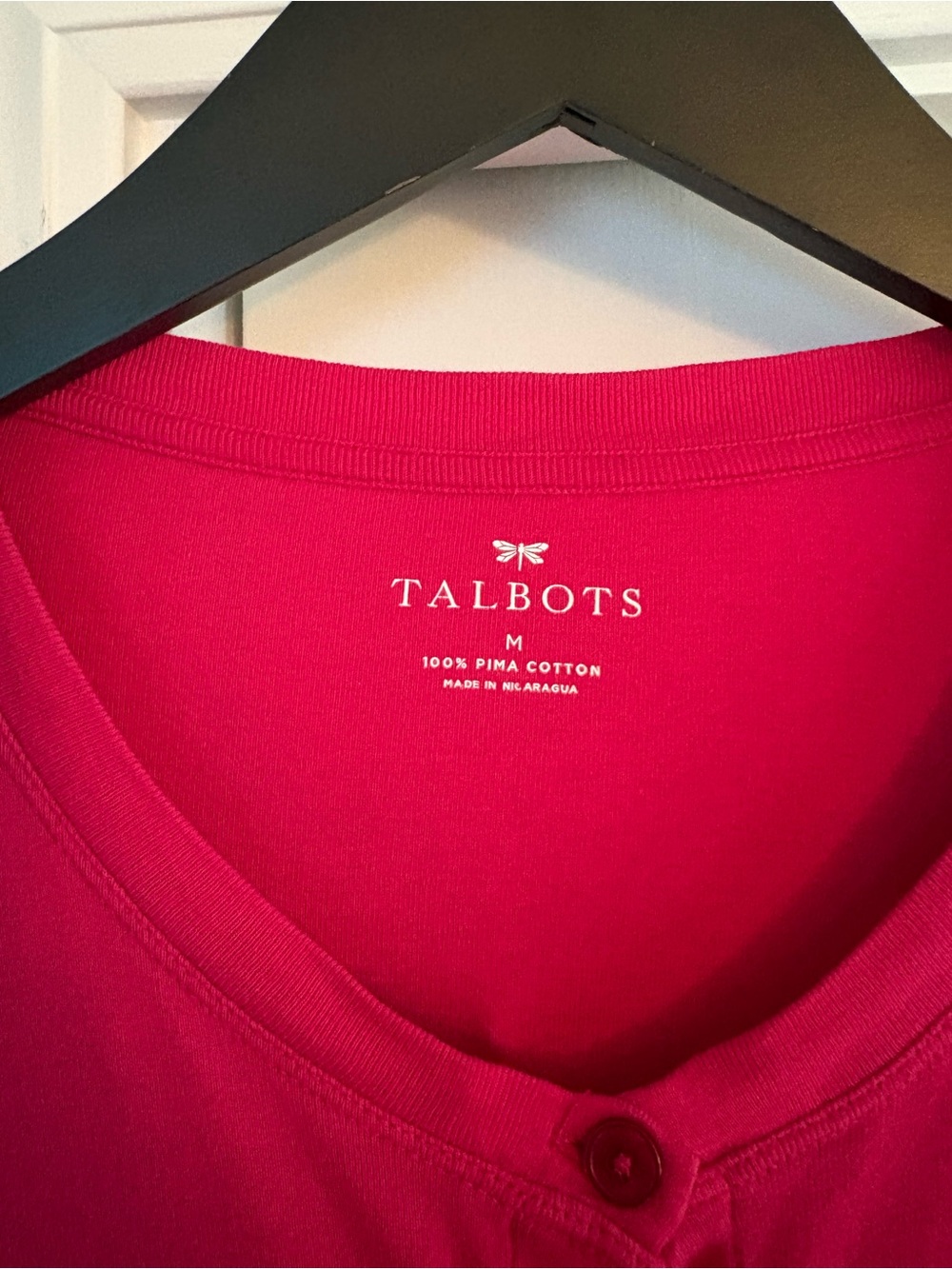 Talbots Women's Raspberry Button-Front Knit Top - Picture 3 of 4